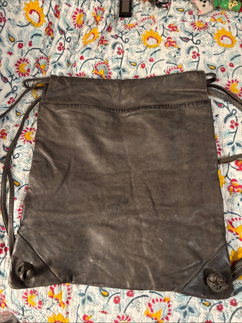 New Soft Dark Taupe Perforated Leather Backpack